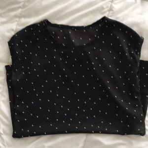 Black with white polka dots. Work blouse.